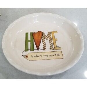 Nantucket Pottery home is where the heart is pie plate 10 inch